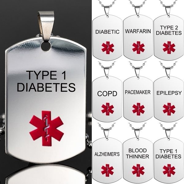 npkds medical alert type 1 diabetes pendant necklace gold stainless steel red medical alert disease tag necklaces, Silver
npkds medical alert type 1 diabetes pendant necklace gold stainless steel red medical alert disease tag necklaces, Silver