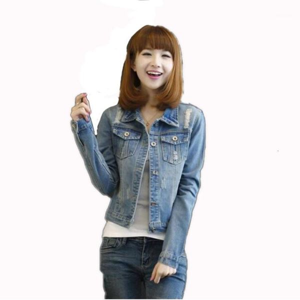 #9051 harajuku long sleeve casual jean jacket women slim single breasted short denim jackets ladies streetwear pockets holes1, Black;brown
#9051 harajuku long sleeve casual jean jacket women slim single breasted short denim jackets ladies streetwear pockets holes1, Black;brown