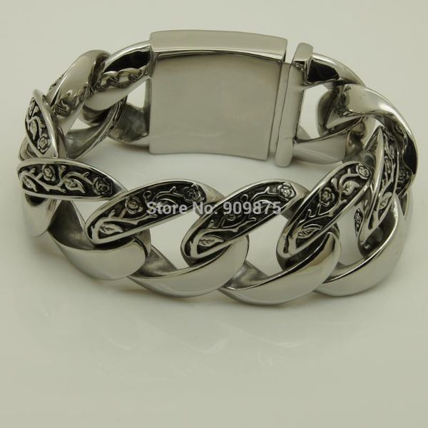 link, chain 3cm huge & heavy men/boy's stainless steel rose bracelet men jewelry bracelets bangles punk, Black
link, chain 3cm huge & heavy men/boy's stainless steel rose bracelet men jewelry bracelets bangles punk, Black