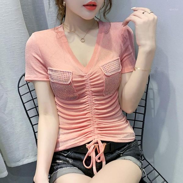 women's t-shirt fashion short sleeve diamonds women t shirts v-neck pocket drawstring female camisetas mujer women's shirt1, White
women's t-shirt fashion short sleeve diamonds women t shirts v-neck pocket drawstring female camisetas mujer women's shirt1, White