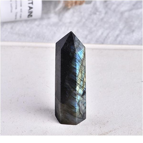1pc natural crystal labradorite hexagonal column crystal point mineral healing wand home decor diy gift de jllmsl, Black
1pc natural crystal labradorite hexagonal column crystal point mineral healing wand home decor diy gift de jllmsl, Black