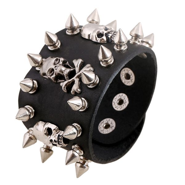 punk unique rock spikes rivet gothic skeleton charm bracelets skull biker wide cuff leather bangle gift, Golden;silver
punk unique rock spikes rivet gothic skeleton charm bracelets skull biker wide cuff leather bangle gift, Golden;silver