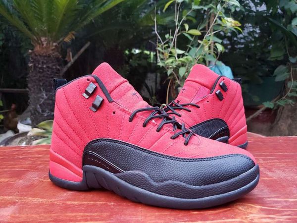 2020 12 reverse flu game basketball shoes men black varsity red sneaker