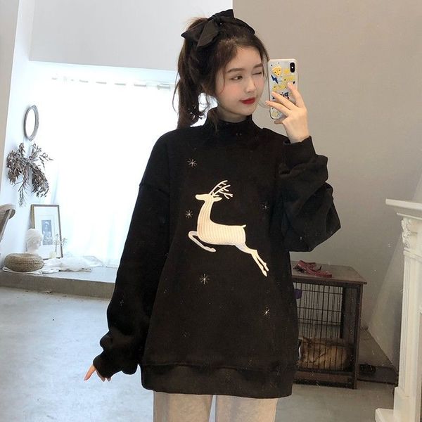 salt half high collar elk embroidered sweater women fashion ins plush thickened autumn winter korean loose hoodless coat, Black
salt half high collar elk embroidered sweater women fashion ins plush thickened autumn winter korean loose hoodless coat, Black