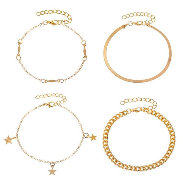 chain bracelet bangles jewelry gift trendy multi-layer metal for women four-piece link chain charm bracelets, Golden;silver
chain bracelet bangles jewelry gift trendy multi-layer metal for women four-piece link chain charm bracelets, Golden;silver