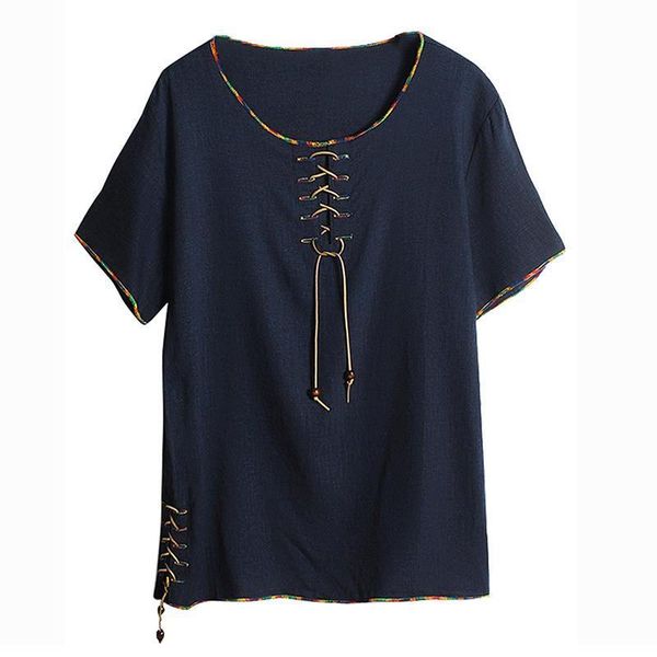 summer men's half-sleeved t-shirt, retro ethnic style personality rope loose large size round neck short-sleeved t-shirt, White;black
summer men's half-sleeved t-shirt, retro ethnic style personality rope loose large size round neck short-sleeved t-shirt, White;black