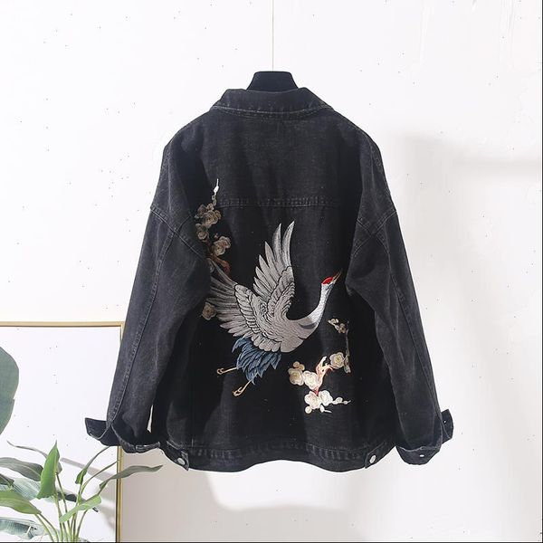 crane embroidery denim jacket women outerwear harajuku loos short jeans jacket female streetwear vintage blue black denim coat, Black;brown
crane embroidery denim jacket women outerwear harajuku loos short jeans jacket female streetwear vintage blue black denim coat, Black;brown