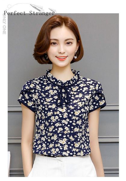 women's blouses & shirts elegant stand collar flower printed short sleeve women chiffon blouse plus size s-3xl, White
women's blouses & shirts elegant stand collar flower printed short sleeve women chiffon blouse plus size s-3xl, White