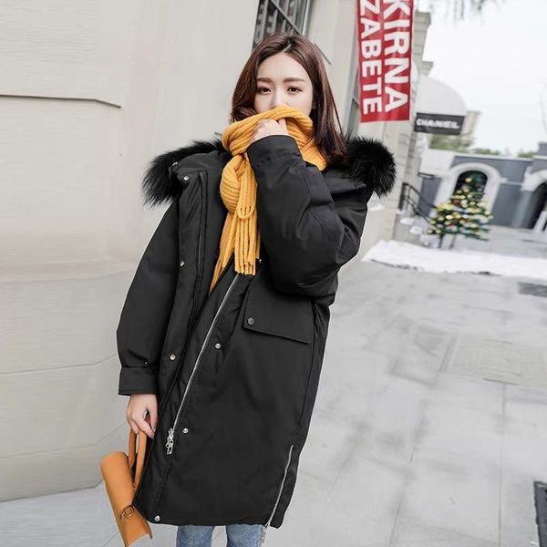 women's down & parkas big fur collar winter jacket women long letter print coat double warm hooded, Black
women's down & parkas big fur collar winter jacket women long letter print coat double warm hooded, Black
