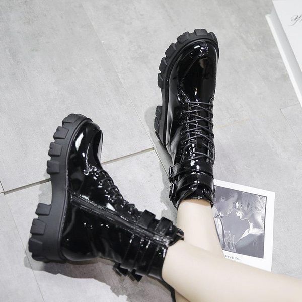 black patent leather autumn boots women fashion double buckle thick bottom shoes woman outdoor lace up botas mujer 20201
black patent leather autumn boots women fashion double buckle thick bottom shoes woman outdoor lace up botas mujer 20201