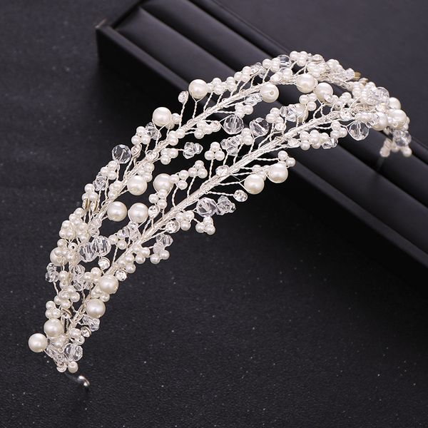 trendy white pearl crystal crown headband hair band bride wedding headdress accessories handmade q1218, White;golden
trendy white pearl crystal crown headband hair band bride wedding headdress accessories handmade q1218, White;golden
