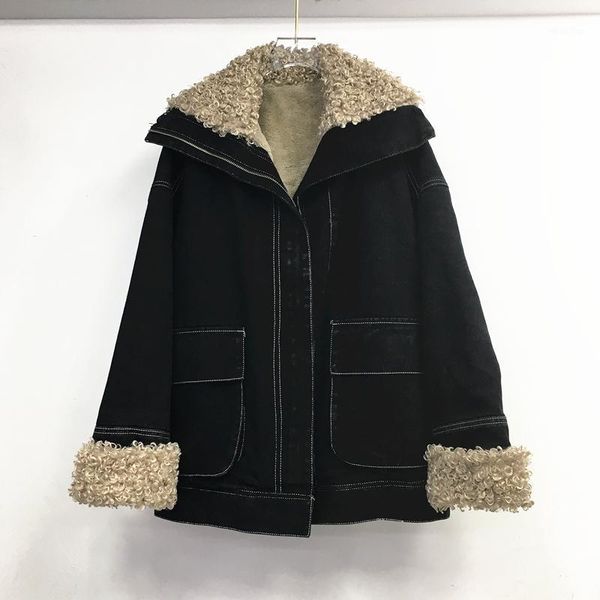 lamb wool denim coat for women 2020 new black large lapel loose velvet thickened students work clothes cotton coat winter jacket1
lamb wool denim coat for women 2020 new black large lapel loose velvet thickened students work clothes cotton coat winter jacket1