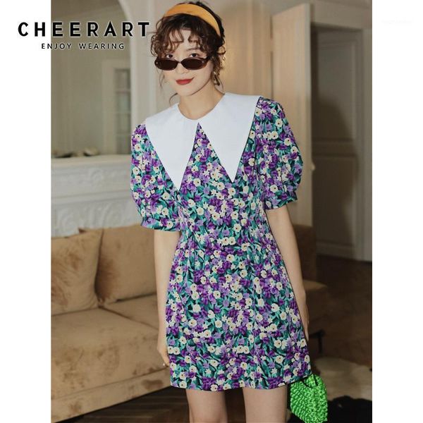 cheerart puff sleeve summer floral dress peaked neck tunic a line mini dress women short sleeve dresses clothing1, White;black
cheerart puff sleeve summer floral dress peaked neck tunic a line mini dress women short sleeve dresses clothing1, White;black