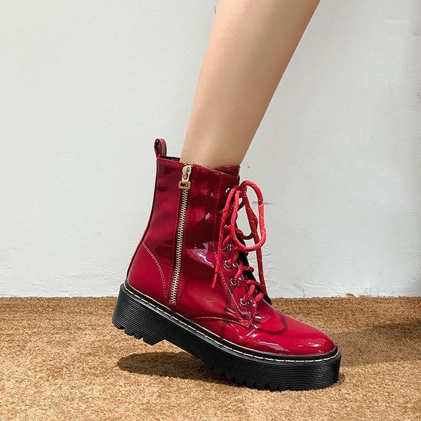 yqbtdl winter chunky heel platform street woman shoes lace up combat biker ankle boots for women pu patent leather red yellow1, Black
yqbtdl winter chunky heel platform street woman shoes lace up combat biker ankle boots for women pu patent leather red yellow1, Black