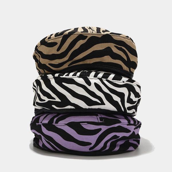new women hats caps classic zebra print berets british brimmed painted hat vintage female spring hats1, Blue;gray
new women hats caps classic zebra print berets british brimmed painted hat vintage female spring hats1, Blue;gray