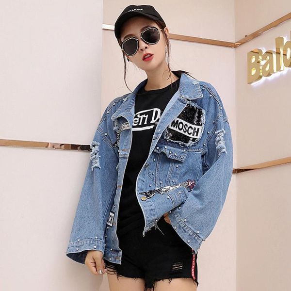 2020 women spring autumn sequins pearls punk simple denim jacket batwing sleeve loose vintage streetwear veste en jeans jackets, Black;brown
2020 women spring autumn sequins pearls punk simple denim jacket batwing sleeve loose vintage streetwear veste en jeans jackets, Black;brown