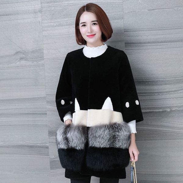 autumn 2020 real wool fox fur coat splice long coats korean ladies jacket manteau femme hiver kj780 n8l5, Black
autumn 2020 real wool fox fur coat splice long coats korean ladies jacket manteau femme hiver kj780 n8l5, Black