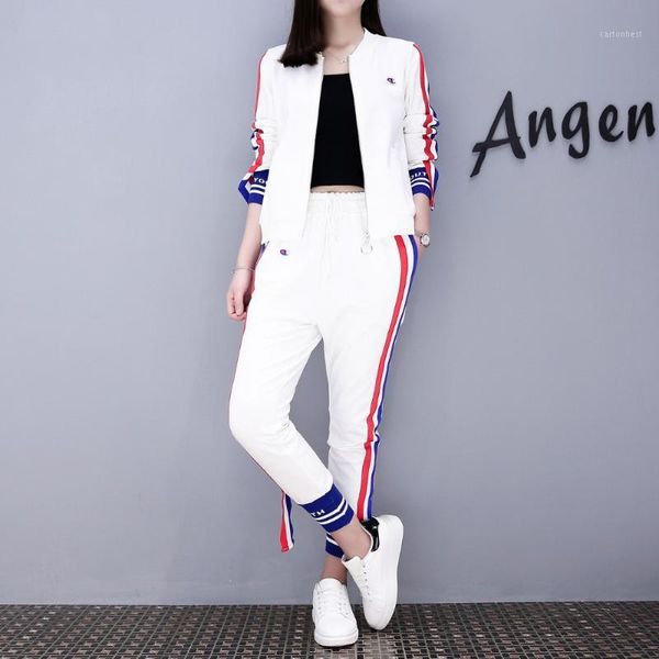 women's tracksuits 2021 spring fashion tracksuit casual striped pant suits runway two piece set women zip-up jacket and slim pencil pan, Gray
women's tracksuits 2021 spring fashion tracksuit casual striped pant suits runway two piece set women zip-up jacket and slim pencil pan, Gray