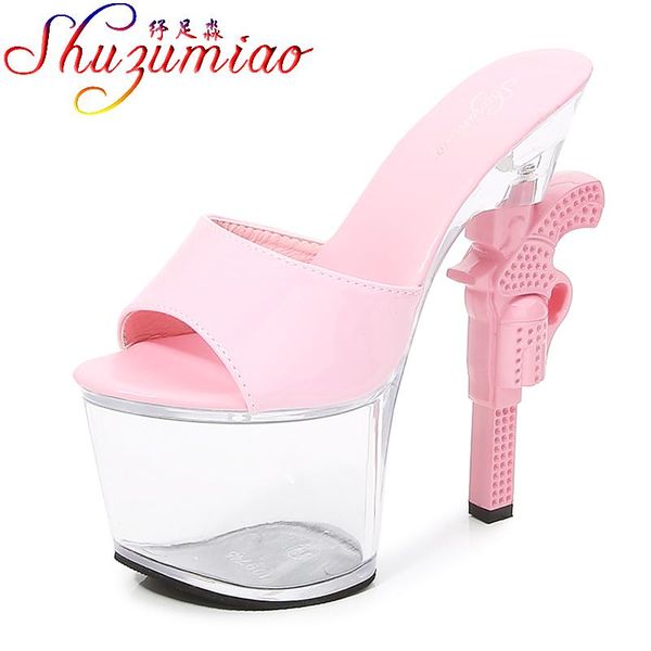 slippers shuzumiao gun heel women patent leather shoes 2021 summer outside slides transparent platform high heels, Black
slippers shuzumiao gun heel women patent leather shoes 2021 summer outside slides transparent platform high heels, Black