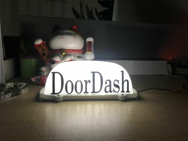 

DoorDash Sign Top Roof Window Sticker for Groceries Food Delivery Driver Sign 3M for taxi drivers Taxi Light Lamp HOT SALE, White