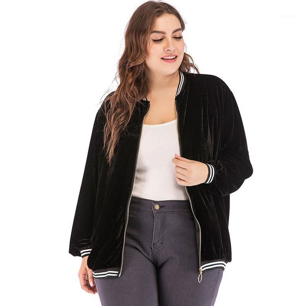 bomber jacket women velvet coats contrast stripes zipper long sleeve loose casual outerwear plus size 3xl 4xl overcoat female1, Black;brown
bomber jacket women velvet coats contrast stripes zipper long sleeve loose casual outerwear plus size 3xl 4xl overcoat female1, Black;brown