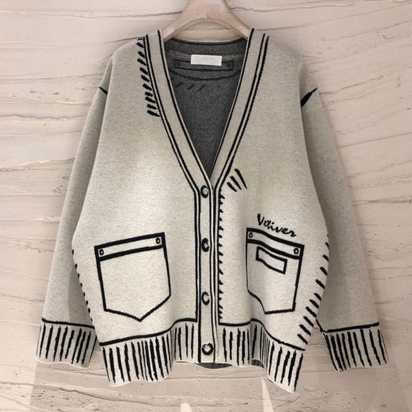 casual loose sweaters for women print v neck long sleeve plus size elegant cardigans female fashion clothing 2020 style, White
casual loose sweaters for women print v neck long sleeve plus size elegant cardigans female fashion clothing 2020 style, White