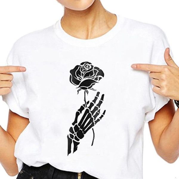 skeleton and rose t-shirt new fashion summer short sleeve o-neck women t-shirts casual graphic tee shirts female t, White
skeleton and rose t-shirt new fashion summer short sleeve o-neck women t-shirts casual graphic tee shirts female t, White