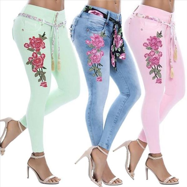 plus size women floral embroidery high waist skinny jeans denim long pants women high waist tassel belt slim stretchy jeans, Blue
plus size women floral embroidery high waist skinny jeans denim long pants women high waist tassel belt slim stretchy jeans, Blue