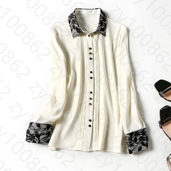 2021 spring long sleeve lapel neck pink / white contrast color real silk lace panelled single-breasted blouse elegant shirt shirts wd28293
2021 spring long sleeve lapel neck pink / white contrast color real silk lace panelled single-breasted blouse elegant shirt shirts wd28293