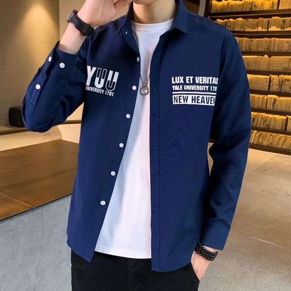 men's casual shirts oxford shirt men long sleeve letter print chemise homme 2021 spring korean style slim fitted social male sale, White;black
men's casual shirts oxford shirt men long sleeve letter print chemise homme 2021 spring korean style slim fitted social male sale, White;black