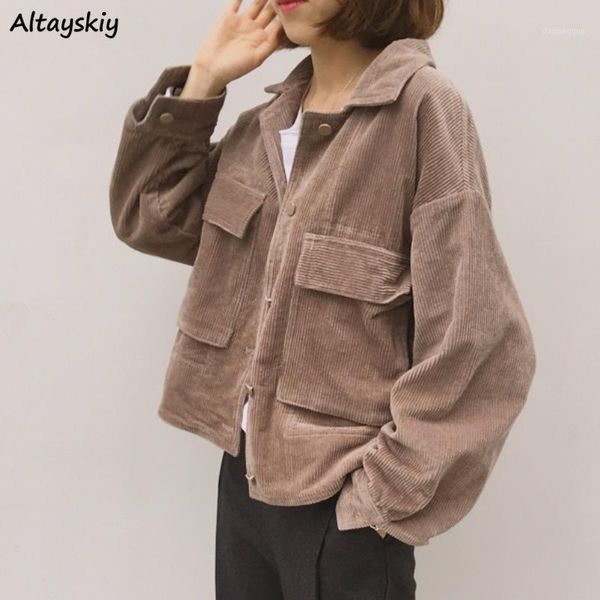 basic jackets women trendy retro solid khaki corduroy spring short all-match femme outerwear chic elegant minimalist black 1, Black;brown
basic jackets women trendy retro solid khaki corduroy spring short all-match femme outerwear chic elegant minimalist black 1, Black;brown