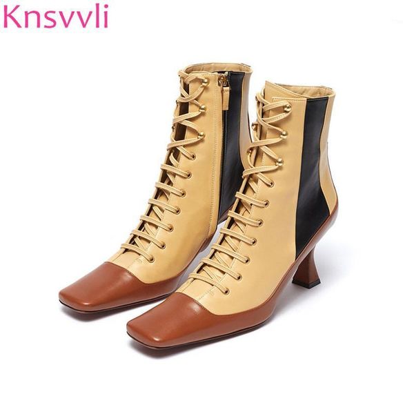 boots mixed color ankle for women genuine leather square toe lace up fashion patchwork shoes high heels botas femininas 20211, Black
boots mixed color ankle for women genuine leather square toe lace up fashion patchwork shoes high heels botas femininas 20211, Black