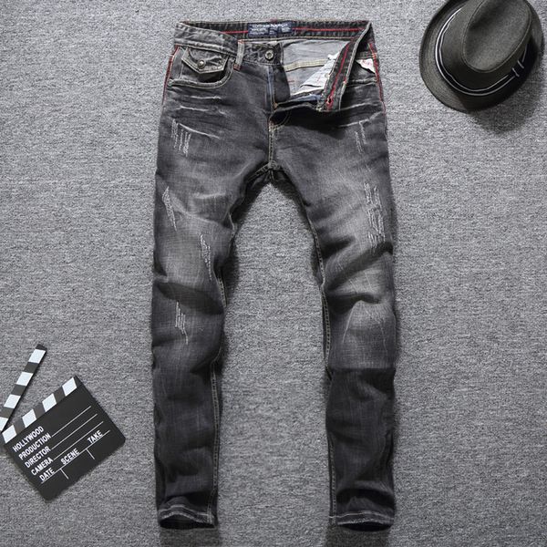 2021 new fashion streetwear black gray slim fit ripped men hip hop pants italian vintage designer jeans homme 4shi, Blue
2021 new fashion streetwear black gray slim fit ripped men hip hop pants italian vintage designer jeans homme 4shi, Blue