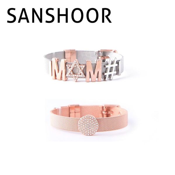 charm bracelets sanshoor mom is star mesh stianless steel bracelet set with diy slide charms as mother's day gift, Golden;silver
charm bracelets sanshoor mom is star mesh stianless steel bracelet set with diy slide charms as mother's day gift, Golden;silver