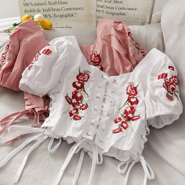 korean style niche machine embroidery short shirt women's 2020 new lace up waist retro hong kong style design blouse, White
korean style niche machine embroidery short shirt women's 2020 new lace up waist retro hong kong style design blouse, White