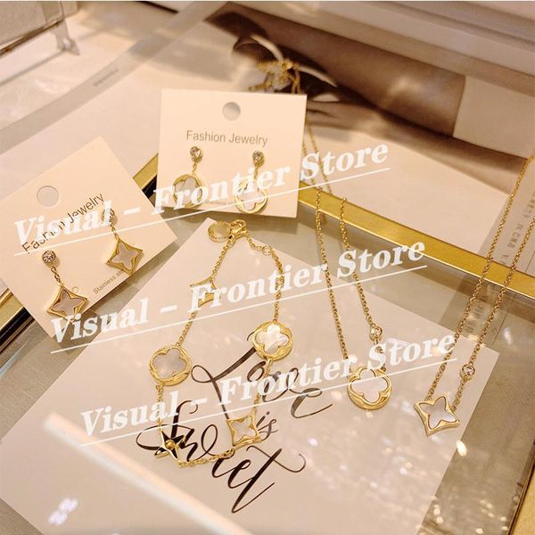 2020 fashion luxury titanium steel double-layer four-leaf clover white mother-of-pearl bracelet necklace, Silver
2020 fashion luxury titanium steel double-layer four-leaf clover white mother-of-pearl bracelet necklace, Silver