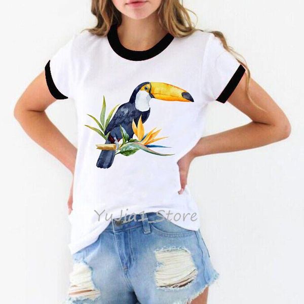 toucan bird cockatoo with tropical flowers print tshirt women summer white t shirt female t-shirt harajuku kawaii clothes
toucan bird cockatoo with tropical flowers print tshirt women summer white t shirt female t-shirt harajuku kawaii clothes