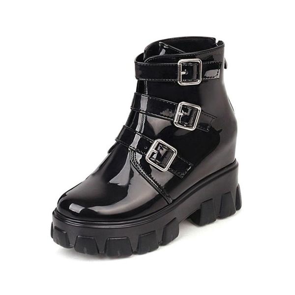 pxelena retro hidden wedge high heels platform punk boots women buckle punk rock motorcycle biker ankle boots 2020 lady shoes 39, Black
pxelena retro hidden wedge high heels platform punk boots women buckle punk rock motorcycle biker ankle boots 2020 lady shoes 39, Black