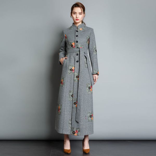 long women's coat wool plus size autumn female turtleneck mandarin embroidery floral coats kj181 shelters p9oq, Black
long women's coat wool plus size autumn female turtleneck mandarin embroidery floral coats kj181 shelters p9oq, Black