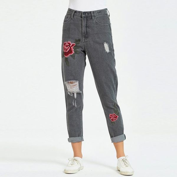women's jeans embroidered ripped mom high waist loose distressed boyfriend for women vintage grey denim pants trousers1, Blue
women's jeans embroidered ripped mom high waist loose distressed boyfriend for women vintage grey denim pants trousers1, Blue