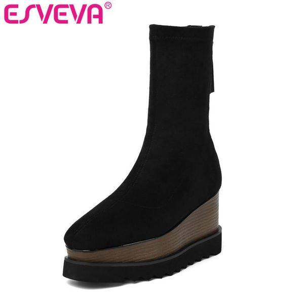 esveva 2020 women shoes winter ankle boots black lace up wedge high heel flock motorcycle platform boots size 34-39
esveva 2020 women shoes winter ankle boots black lace up wedge high heel flock motorcycle platform boots size 34-39
