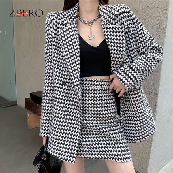 winter woman tweed fashion two piece set plaid double breasted long sleeve belt midi blazer jacket + high waist mini skirt suit, White
winter woman tweed fashion two piece set plaid double breasted long sleeve belt midi blazer jacket + high waist mini skirt suit, White
