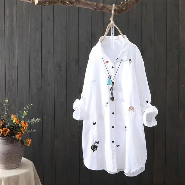 100% cotton spring autumn women white shirt plus size long sleeve loose casual long blouse womens animal embroidery shirts d200
100% cotton spring autumn women white shirt plus size long sleeve loose casual long blouse womens animal embroidery shirts d200