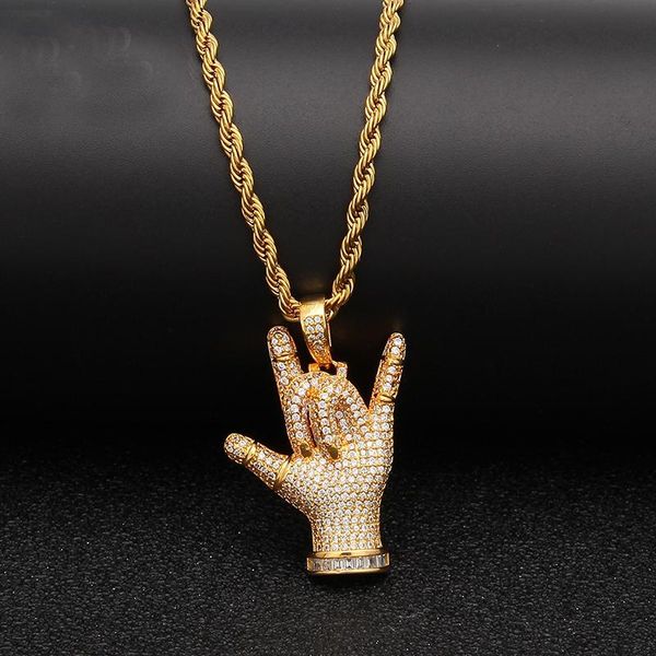 pendant necklaces hip hop full cz zircon paved bling iced out love you gesture pendants necklace for men rapper jewelry gold color gift, Silver
pendant necklaces hip hop full cz zircon paved bling iced out love you gesture pendants necklace for men rapper jewelry gold color gift, Silver