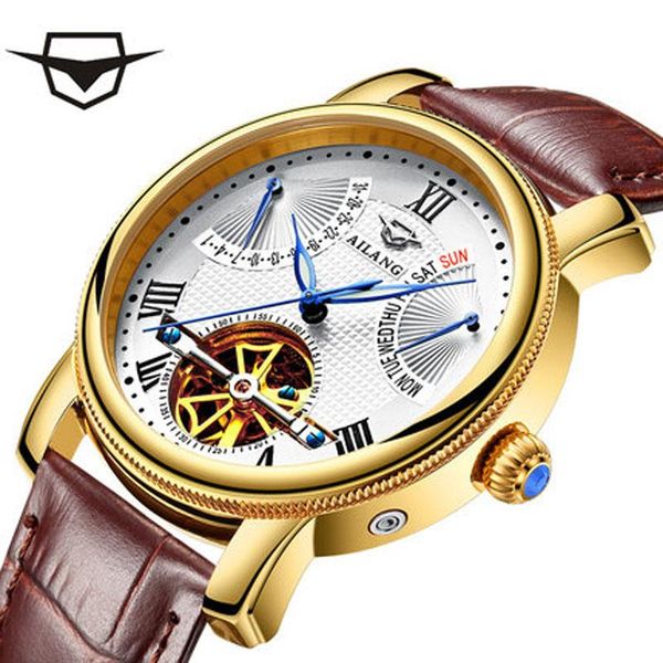 men watch ailang power reserve automatic mechanical watch men of relogio genuine leather bracelet horloges, Slivery;brown
men watch ailang power reserve automatic mechanical watch men of relogio genuine leather bracelet horloges, Slivery;brown