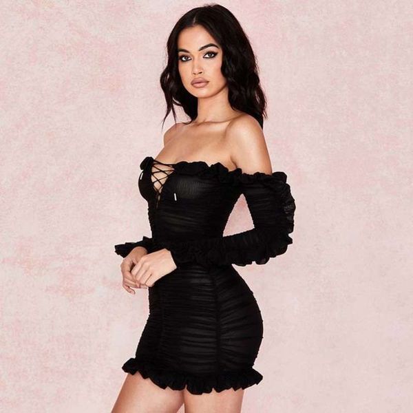 black small fragrance fashion new style net deep v hollow lace up yarn ruffle long sleeve dress for women, Black;gray
black small fragrance fashion new style net deep v hollow lace up yarn ruffle long sleeve dress for women, Black;gray