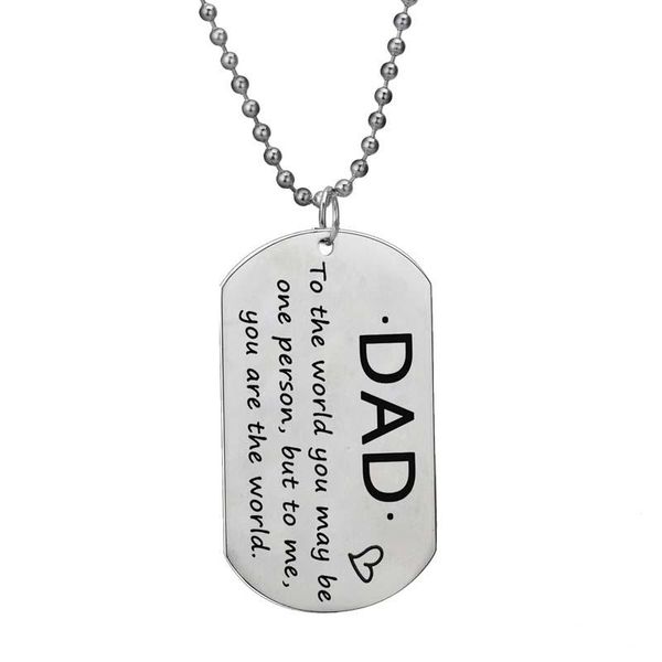 pendant necklaces stainless steel necklace dad to the world you may be one person but me are dog tag father's day gifts, Silver
pendant necklaces stainless steel necklace dad to the world you may be one person but me are dog tag father's day gifts, Silver
