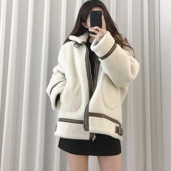 2020 fur and fur plush locomotive loose short coat women's winter fashion thickened cotton clothes, Black
2020 fur and fur plush locomotive loose short coat women's winter fashion thickened cotton clothes, Black