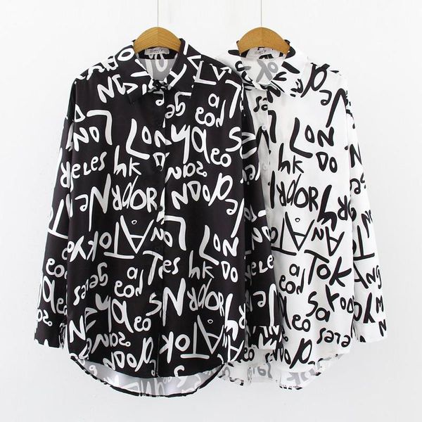 women's blouses & shirts 6colors fashion blouse printing streetwear long sleeve turn-down collar loose shirt blusas mujer, White
women's blouses & shirts 6colors fashion blouse printing streetwear long sleeve turn-down collar loose shirt blusas mujer, White