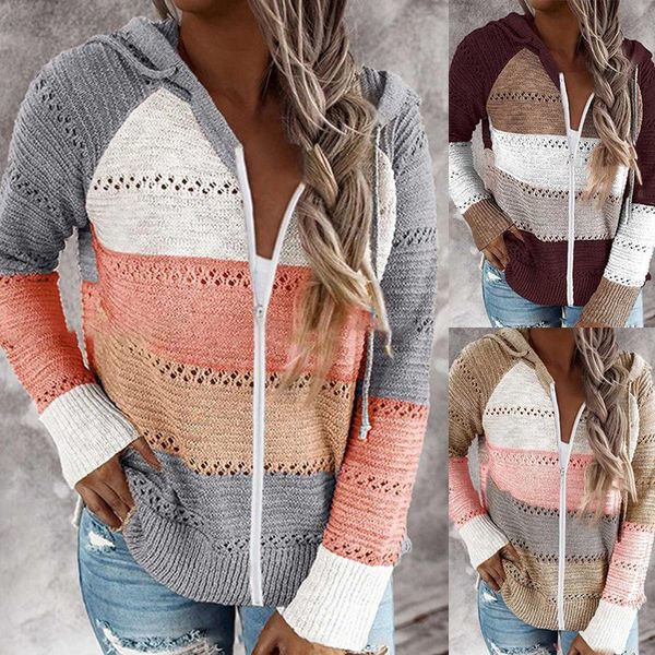 knit cardigan sweater hooded women coat loose solid striped zipper hollow out long sleeve v-neck hooded casual streetwear 2020, White
knit cardigan sweater hooded women coat loose solid striped zipper hollow out long sleeve v-neck hooded casual streetwear 2020, White